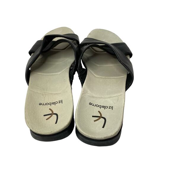 Liz Claiborne Alisa black leather criss cross strap slip on comfort sandals 7.5 - Picture 5 of 9